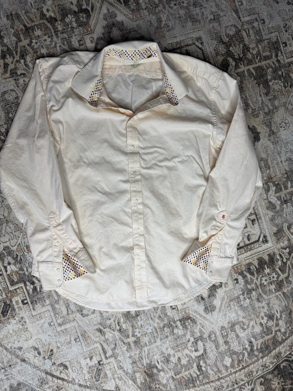 Robert Graham Shirt Mens Size XXL White Flip Cuff Casual Button Up Long Sleeve